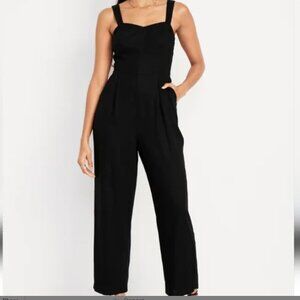 NWOT Old Navy Fit & Flare Black Linen Jumpsuit - L Tall
